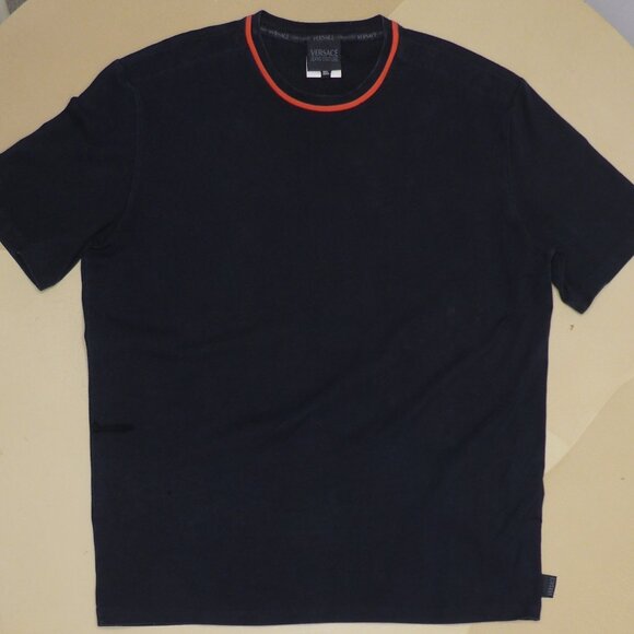 Versace Men's Black with Red Piping T-Shirt - Picture 3 of 8